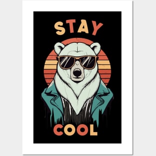 Stay Cool Funny Hip Polar Bear With Sunglasses Retro Design Posters and Art